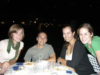 Aneisa, Jordan, Katie, and me on the Arno River for dinner