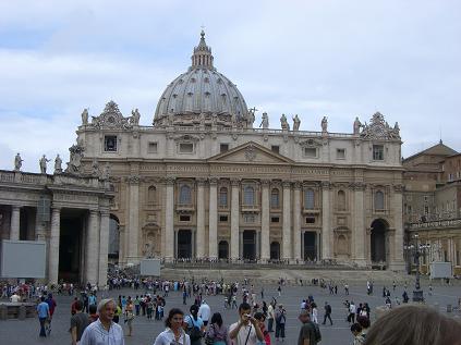 St. Peter's Basilica from the piazza-- Look close at the tiny people on the steps!